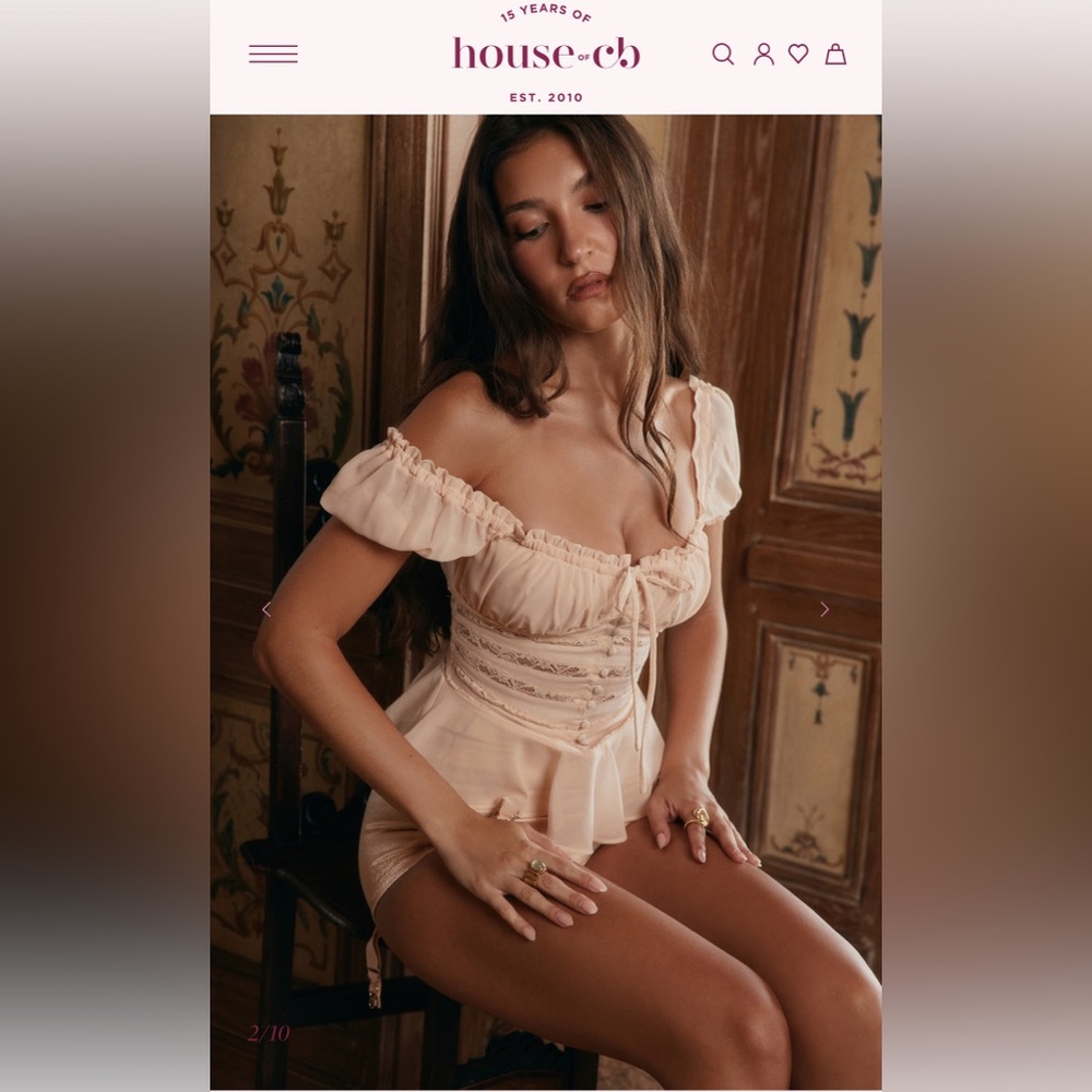 House of CB | CARA Pink Lace Peplum Top - Picture 5 of 10
